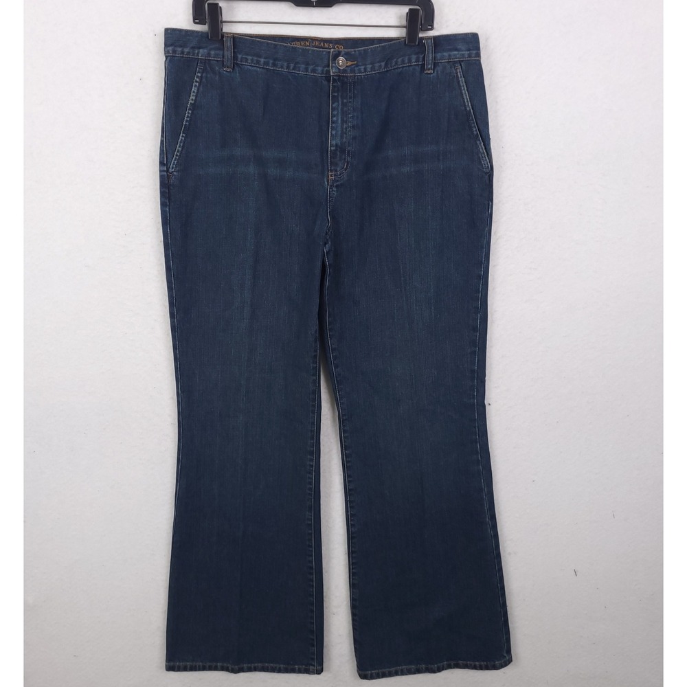 Lauren Jeans Co Jeans Women 14 Blue Dark Wash Bootcut High Rise Cotton Premium
